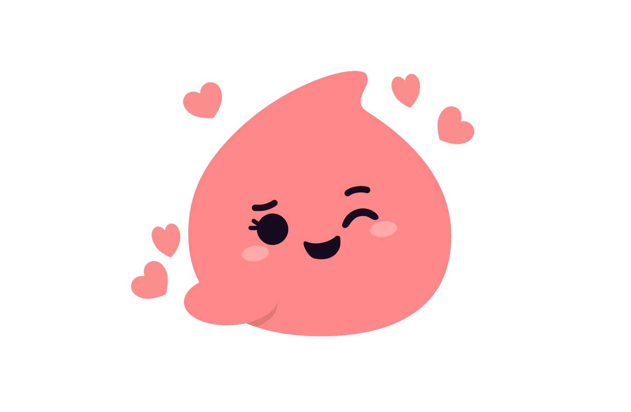 The Periodt icon (a cartoon droplet) waving while winking with hearts in the background